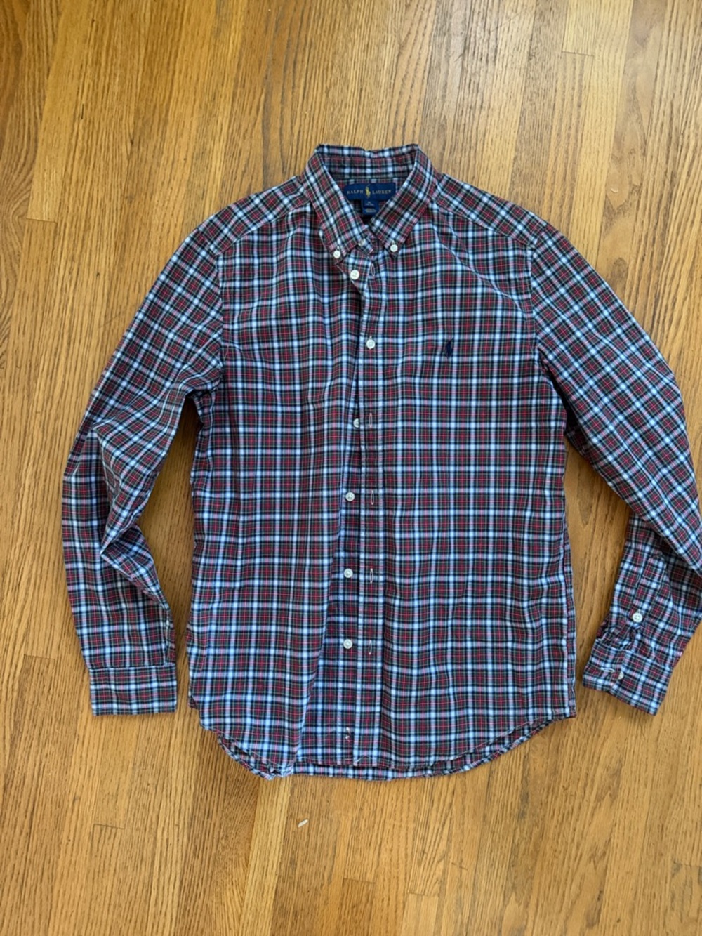 Ralph Lauren Red, Blue & Green Plaid Button-Down Shirt Boys XL 18-20